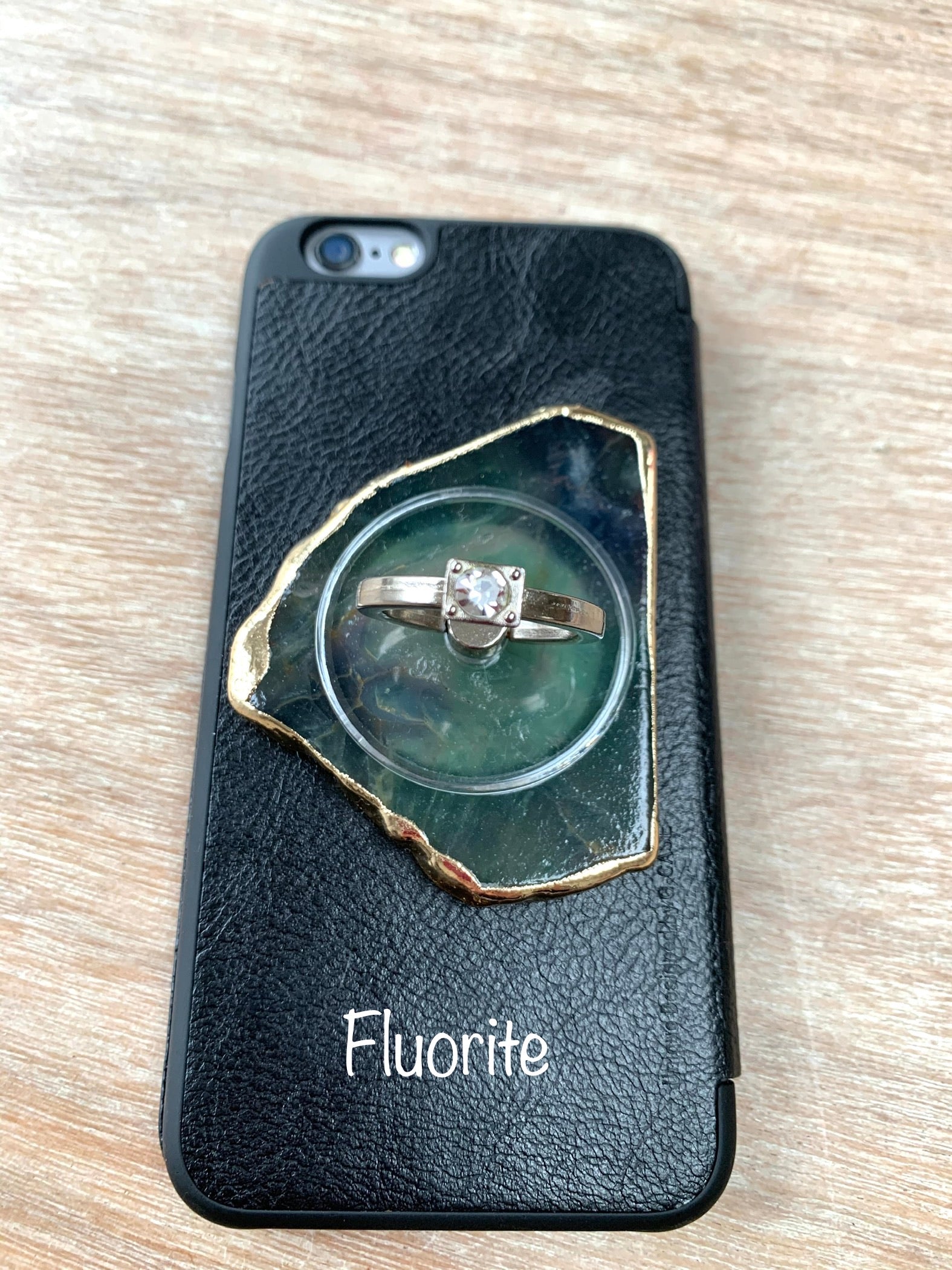 Fluorite Crystal Phone Ring Grip - CrystalBoutique.co.uk