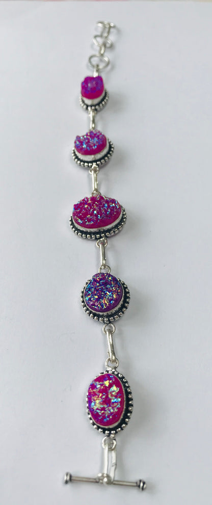 Druzy Crystal 9” T-Bar Bracelet - Crystalboutique.co.uk