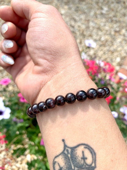 Blood Garnet Round 8mm Beaded Power Bracelet