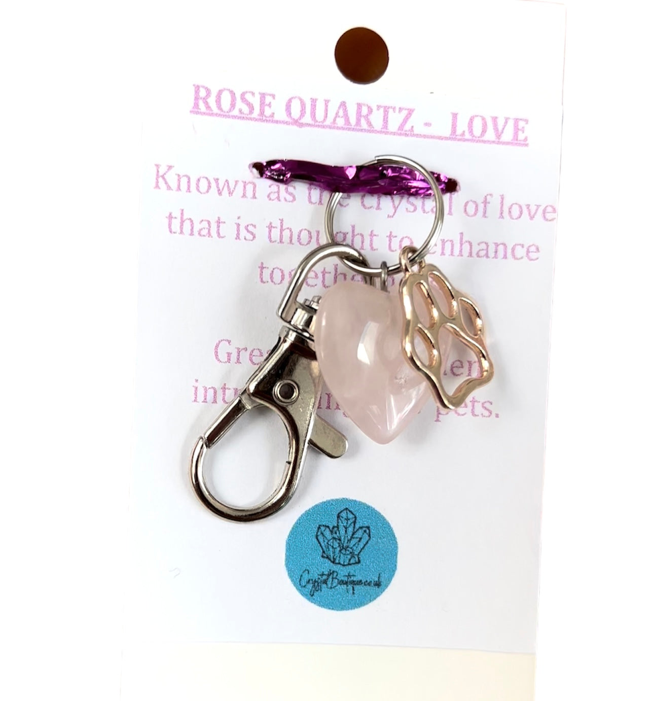 Rose Quartz Crystal Healing Gemstone Collar Charms for Pets