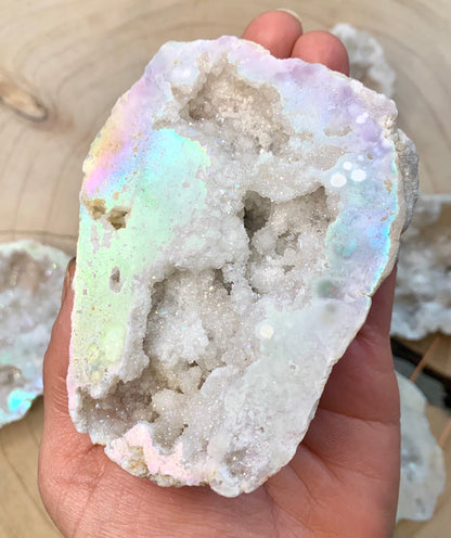 Angel Aura Rainbow Quartz Geode Cluster - CrystalBoutique.co.uk