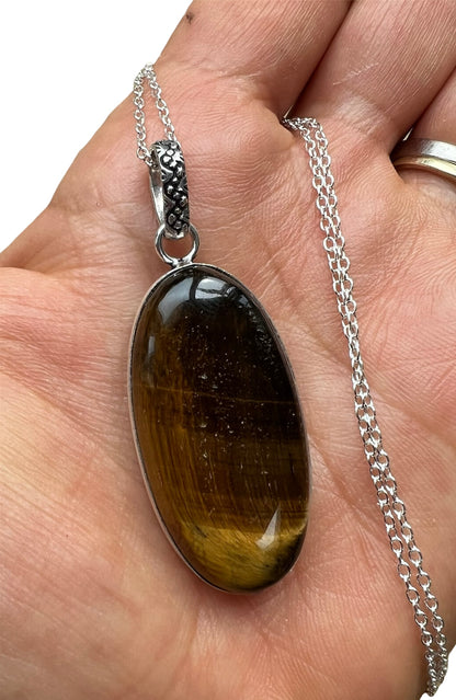 Tiger Eye Crystal Pendant Necklace