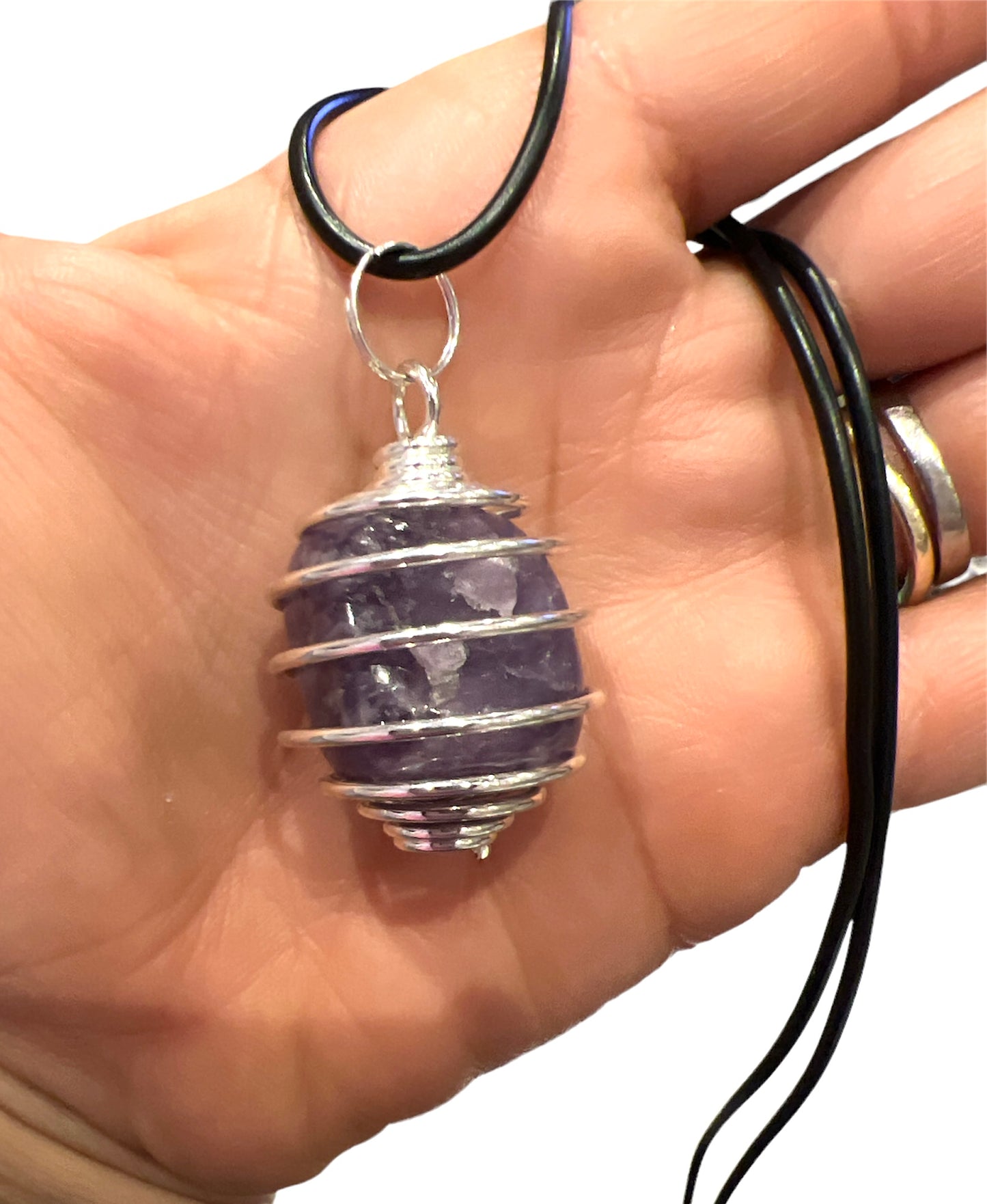 Tumblestone Crystal Spiral Pendant Necklace