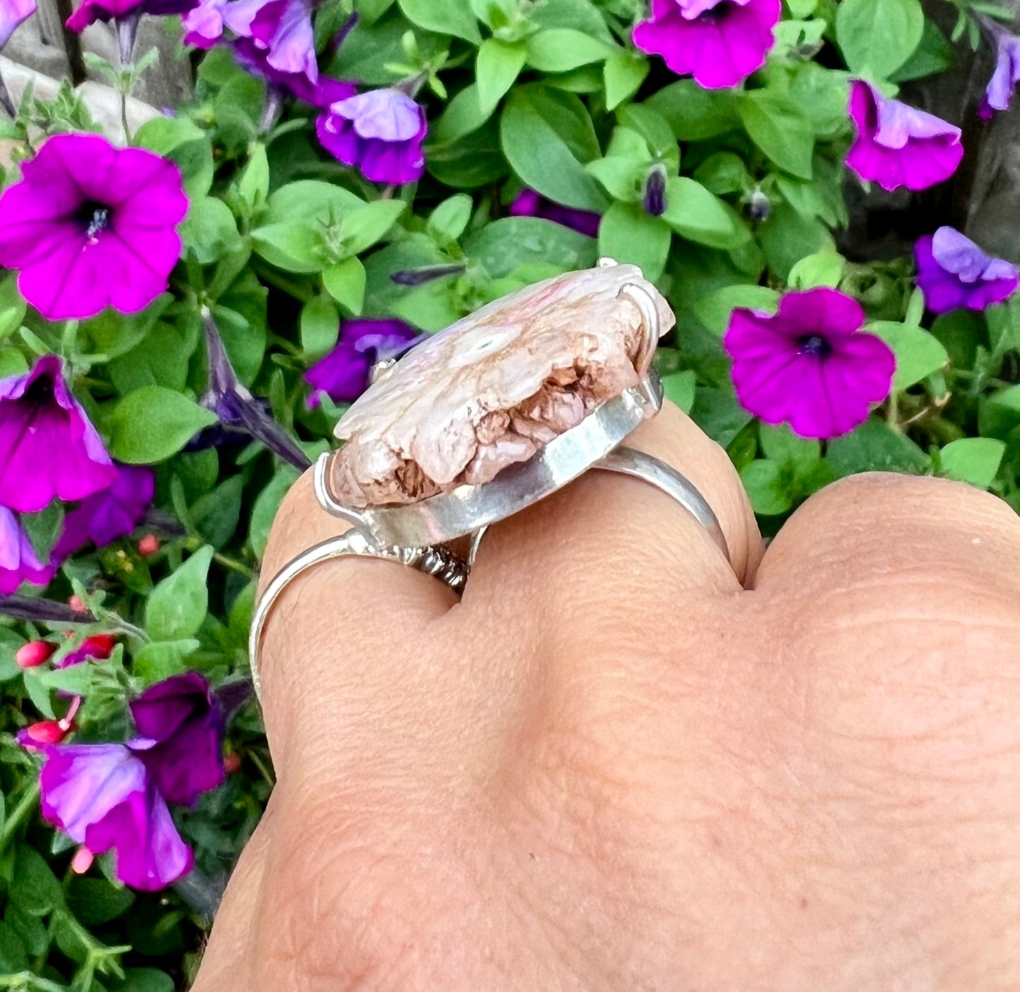 Solar Quartz Nude Dyed Crystal Ring