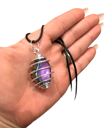 Tumblestone Crystal Spiral Pendant Necklace