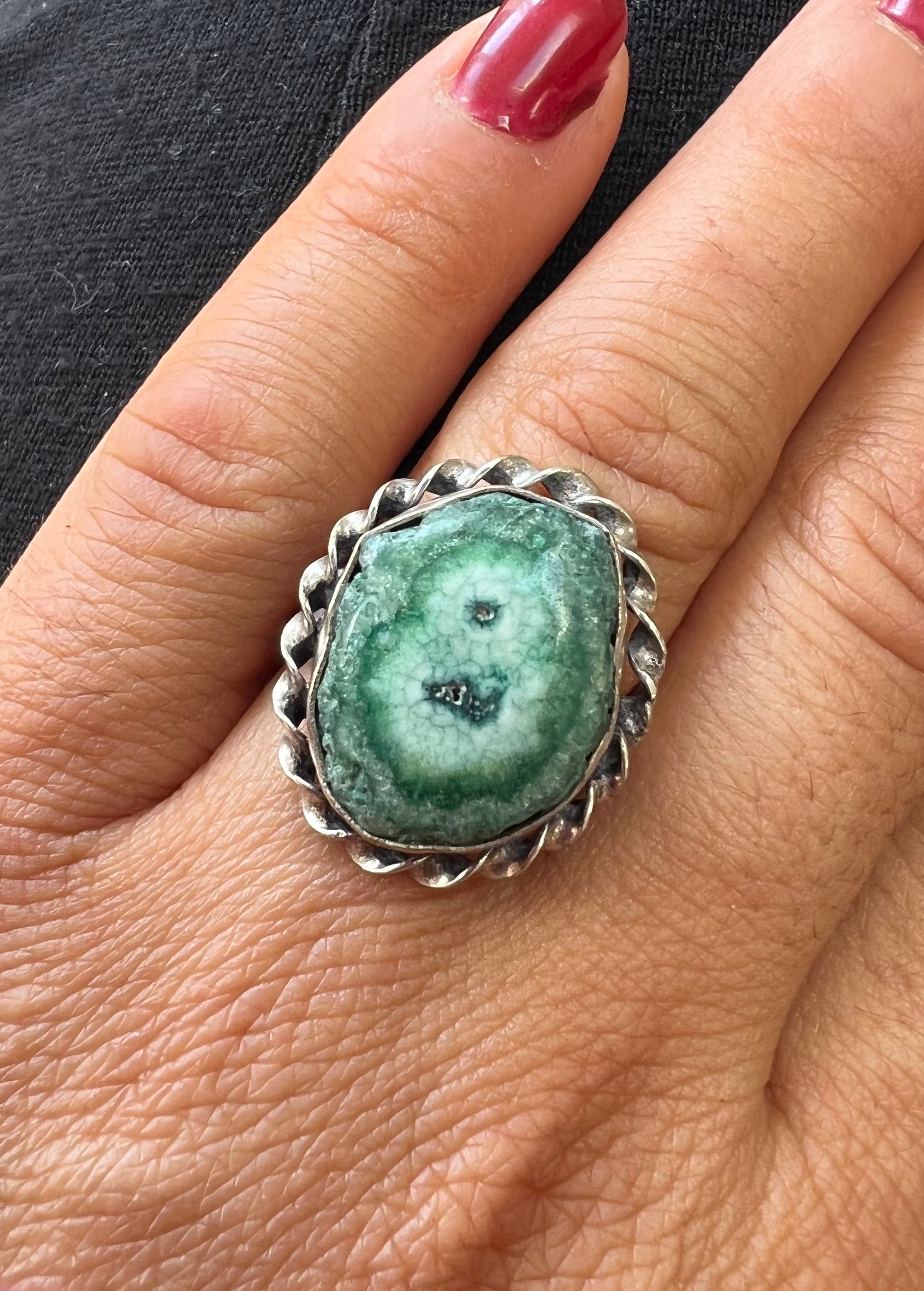 Solar Quartz Green Dyed Crystal Ring