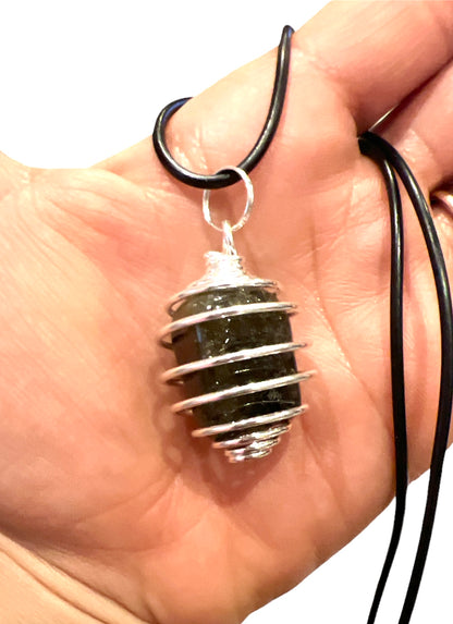 Tumblestone Crystal Spiral Pendant Necklace