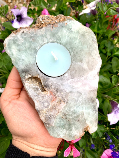 Fluorite Crystal Polished Slice Tea Light Candle Holder