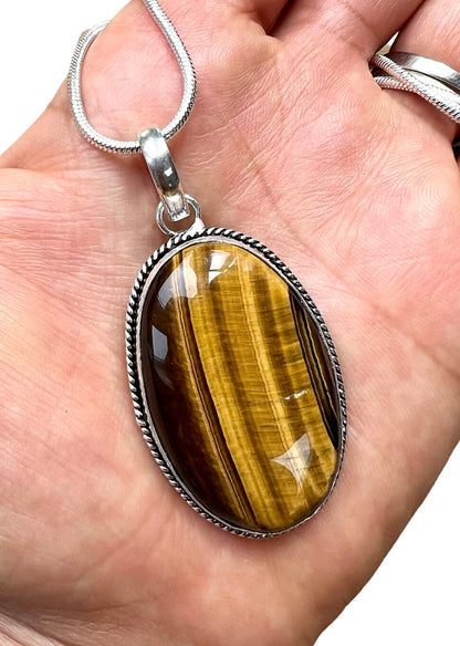 Tiger Eye Crystal Pendant Necklace
