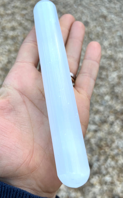 Selenite Round Ended Massage Wand 16cm