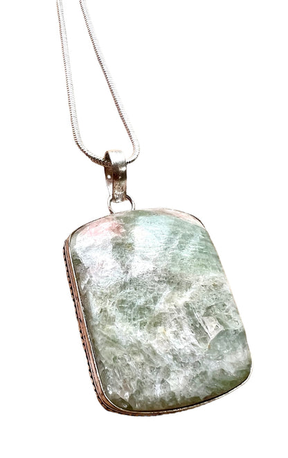 Aqua Seraphinite Crystal Pendant Necklace