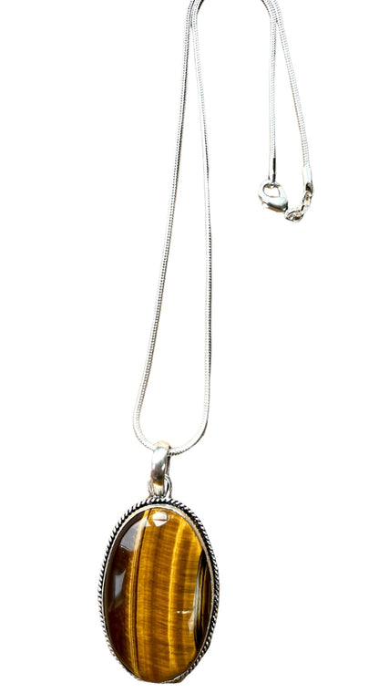 Tiger Eye Crystal Pendant Necklace