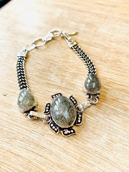 Rutile Quartz Crystal 8” T-Bar Bracelet - Crystalboutique.co.uk