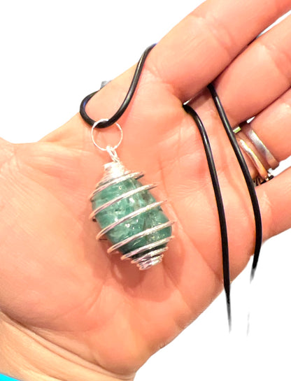 Tumblestone Crystal Spiral Pendant Necklace