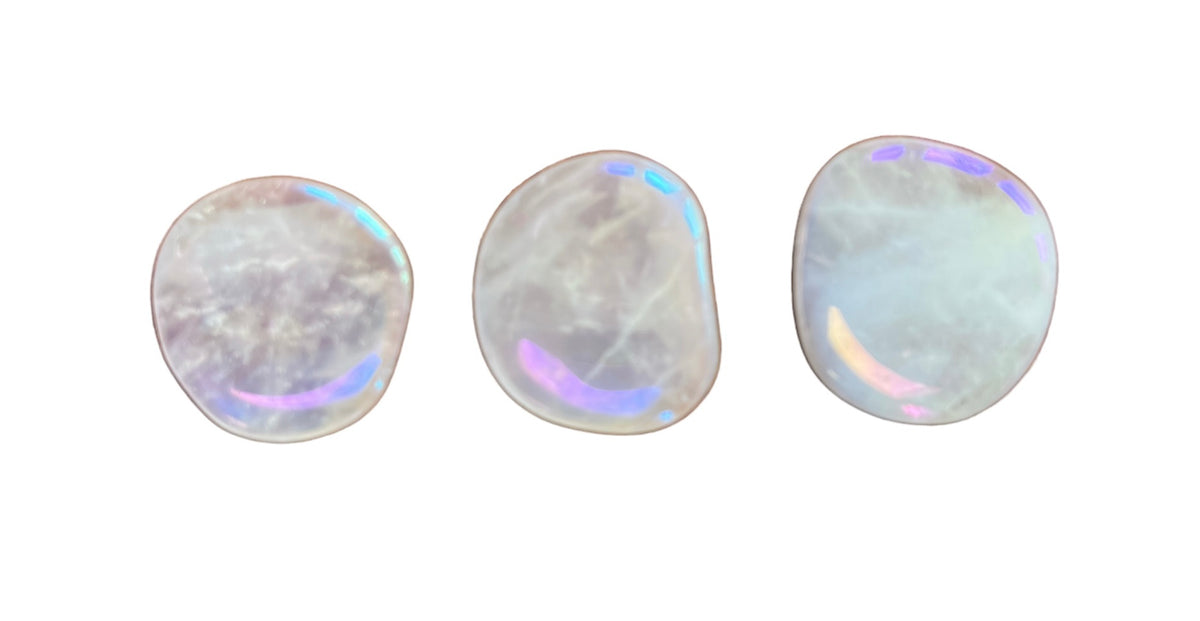 Rose Quartz Aura Plated Pebble - Crystal Boutique.co.uk