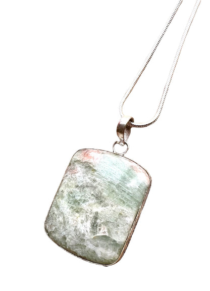 Aqua Seraphinite Crystal Pendant Necklace