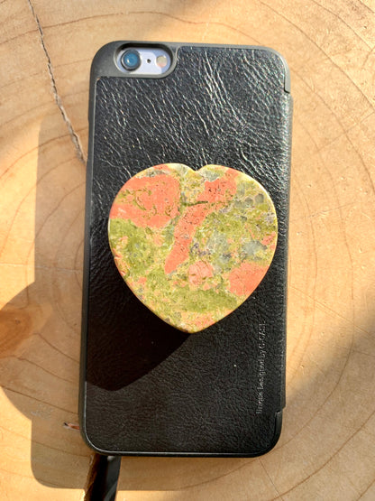 Assorted Heart Quartz Crystal Gemstone Mobile Phone Grip