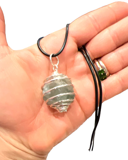 Tumblestone Crystal Spiral Pendant Necklace