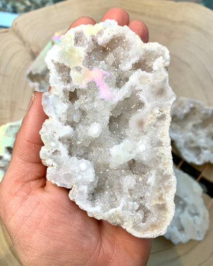 Angel Aura Rainbow Quartz Geode Cluster - CrystalBoutique.co.uk 