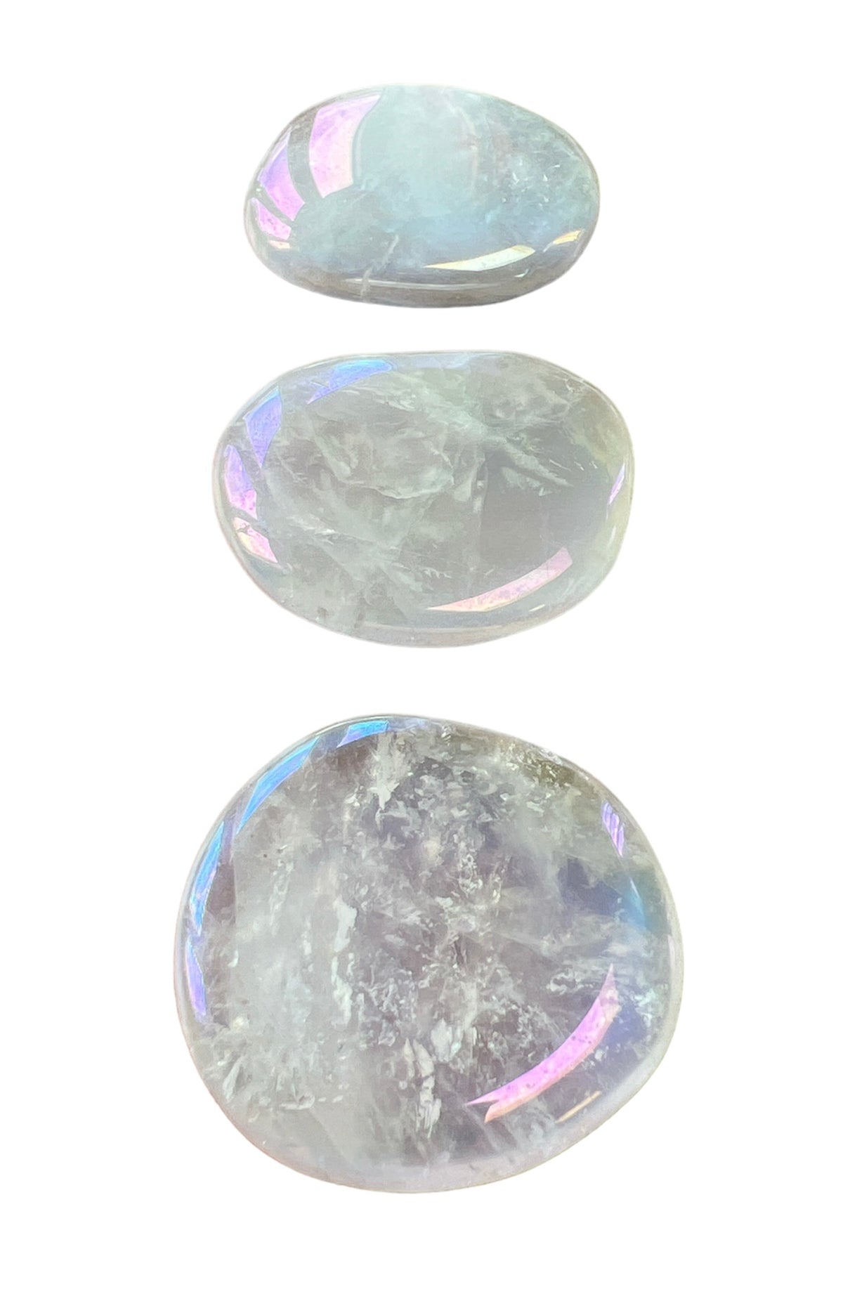 Rose Quartz Aura Plated Pebble - Crystal Boutique.co.uk