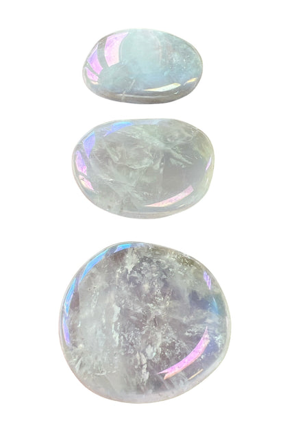 Rose Quartz Aura Plated Pebble - Crystal Boutique.co.uk