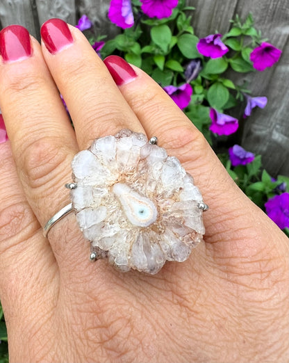 Solar Quartz Nude Dyed Crystal Ring