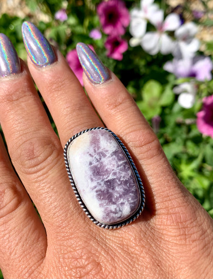 Lepidolite Crystal Ring