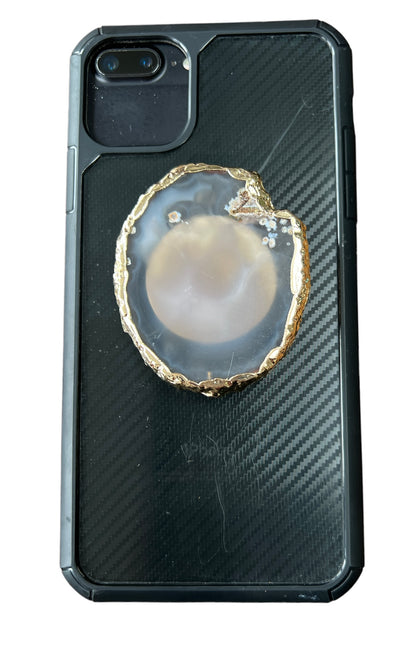Agate Slice Crystal Phone Grip