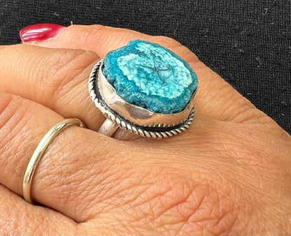Solar Quartz Blue/White Dyed Crystal Ring