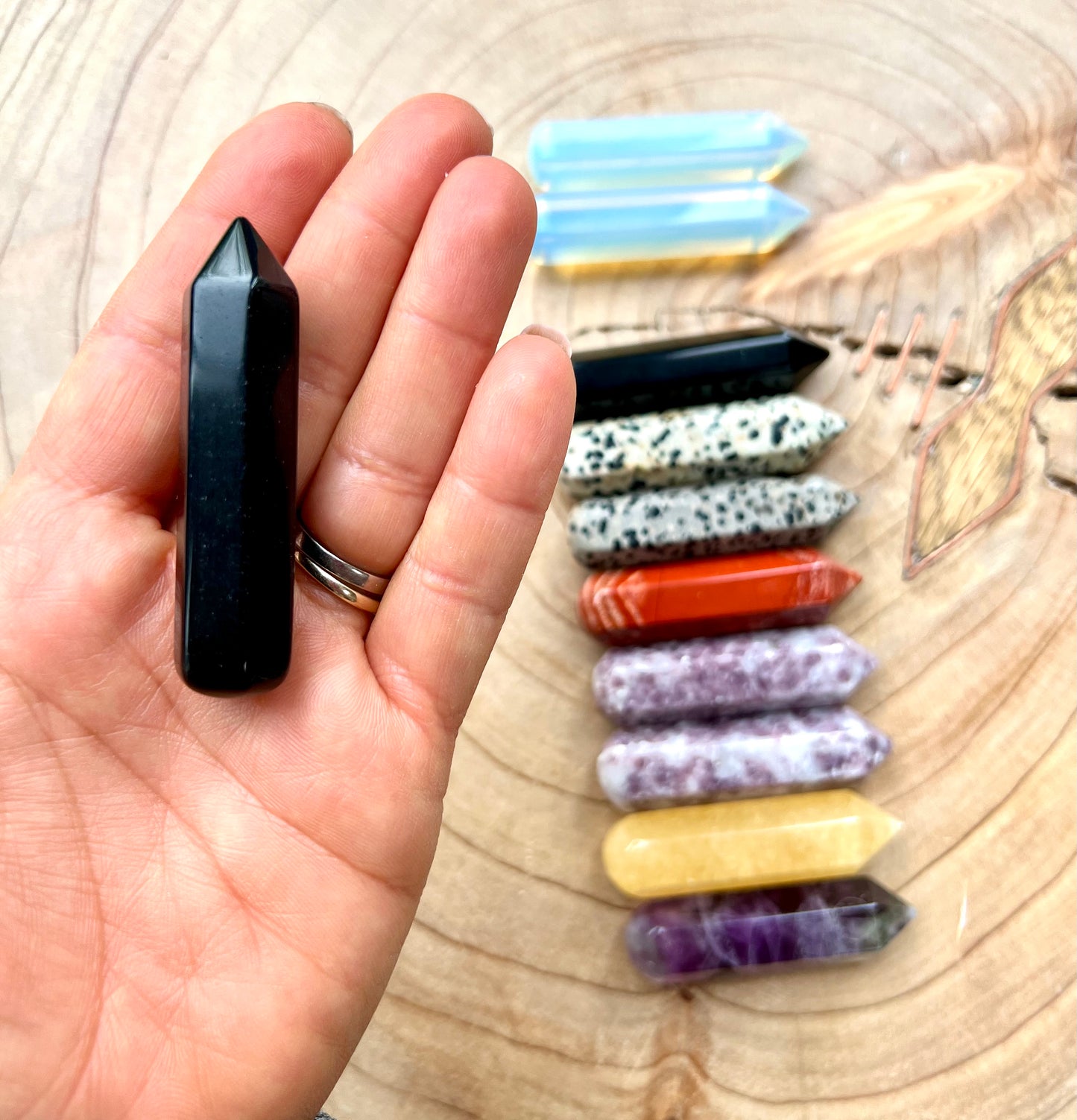 Crystal Wand Point Rounded End Black Obsidian 
