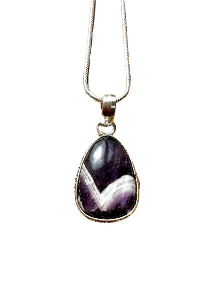Amethyst Crystal Gemstone Pendant Necklace