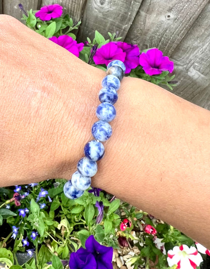 Sodalite Crystal Gemstone Round Bead Power Bracelet