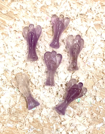 Natural Carved Amethyst Mini Pocket Angel - Crystalboutique.co.uk