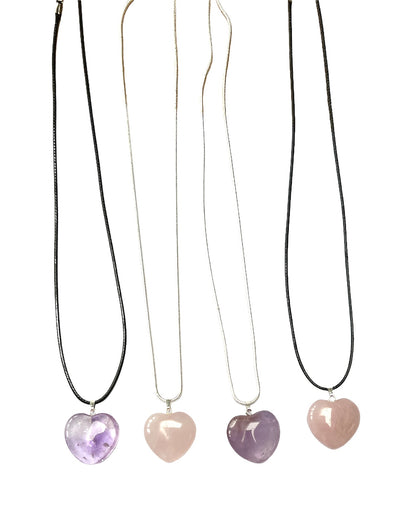 Puffed Heart Crystal Heart Shaped Pendant Necklace