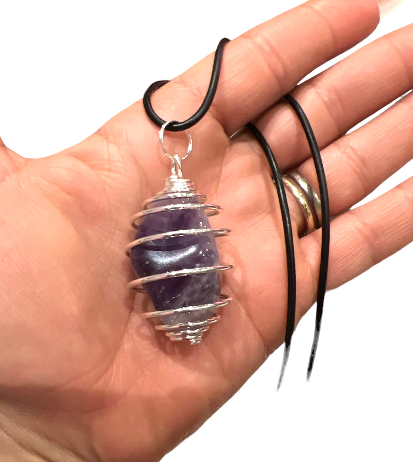 Tumblestone Crystal Spiral Pendant Necklace