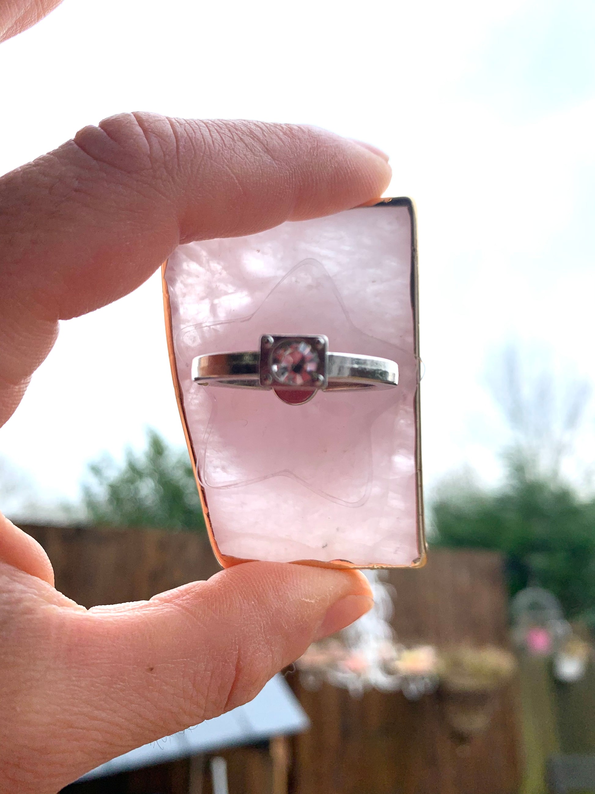 Rose quartz Crystal Phone Ring Grip - CrystalBoutique.co.uk