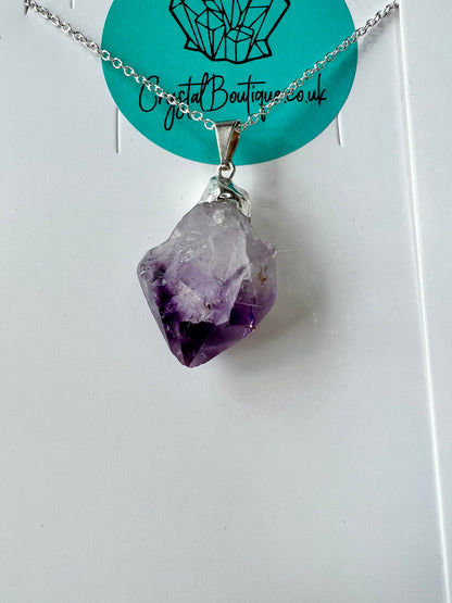 Amethyst Point Crystal Pendant Necklace