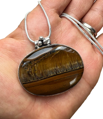 Tiger Eye Crystal Pendant Necklace