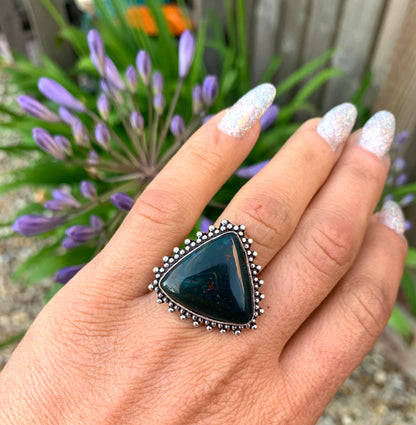 Bloodstone Crystal Statement Ring