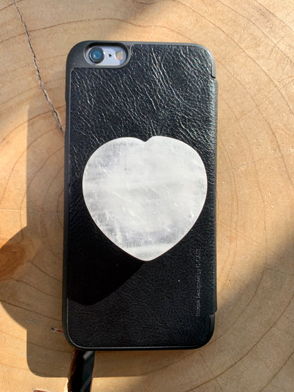 Assorted Heart Quartz Crystal Gemstone Mobile Phone Grip