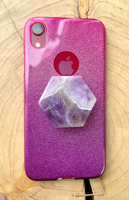 Assorted Hexagon Quartz Crystal Gemstone Mobile Phone Grip