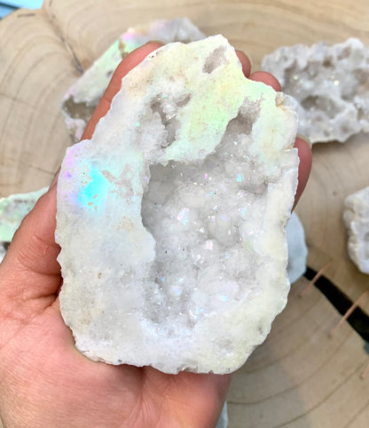 Angel Aura Rainbow Quartz Geode Cluster - CrystalBoutique.co.uk 