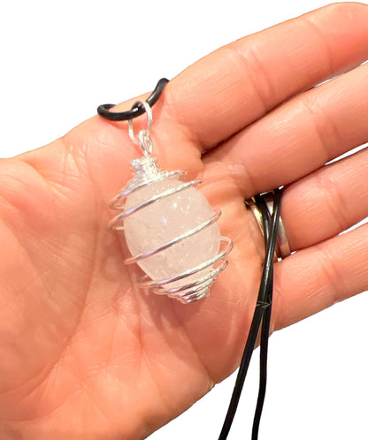 Tumblestone Crystal Spiral Pendant Necklace