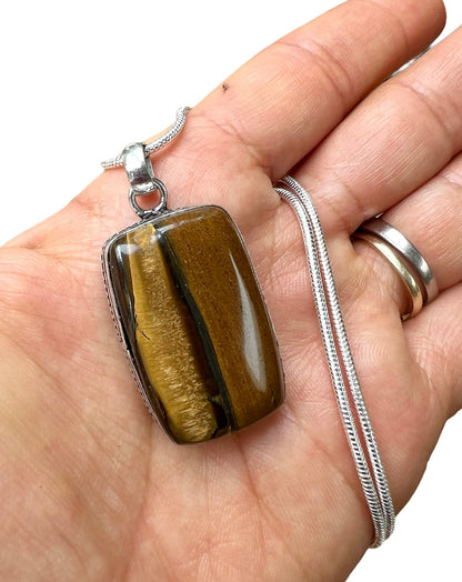 Tiger Eye Crystal Pendant Necklace