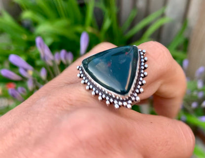 Bloodstone Crystal Statement Ring