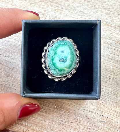 Solar Quartz Green Dyed Crystal Ring