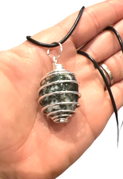 Tumblestone Crystal Spiral Pendant Necklace