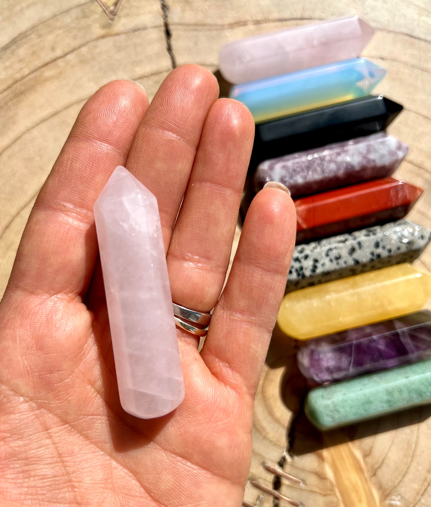 Crystal Wand Point Rounded End Rose Quartz