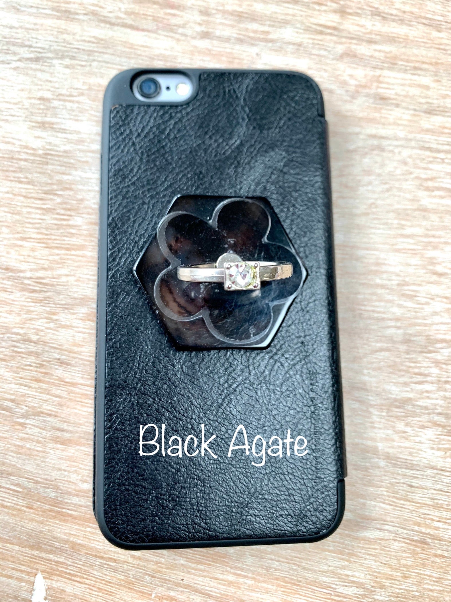 Black Agate Crystal Phone Ring Grip - CrystalBoutique.co.uk