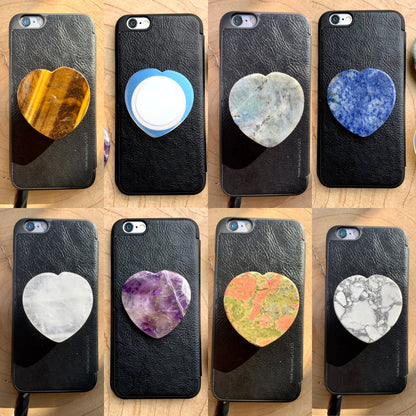Assorted Heart Quartz Crystal Gemstone Mobile Phone Grip
